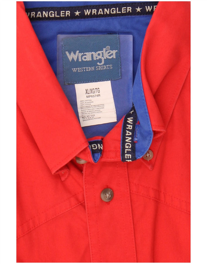 Koszula męska z krótkim rękawem Wrangler XL, czerwona, bawełniana