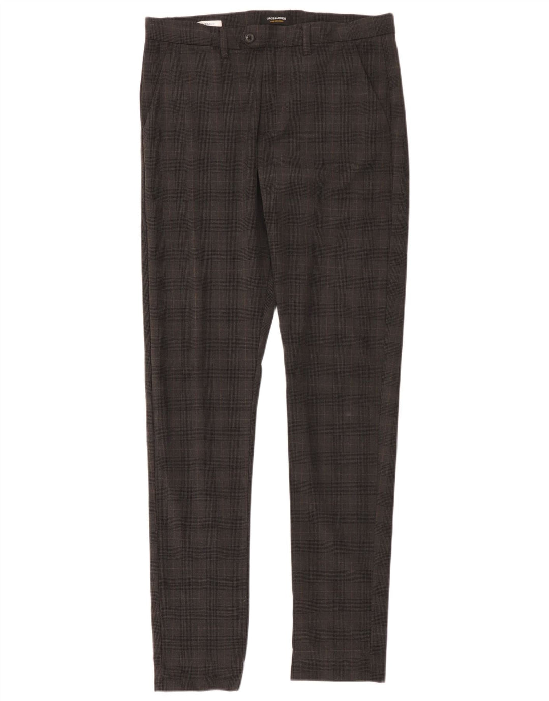 Męskie spodnie chino Jack & Jones Marco Slim W33 L36 Szary poliester w kratę