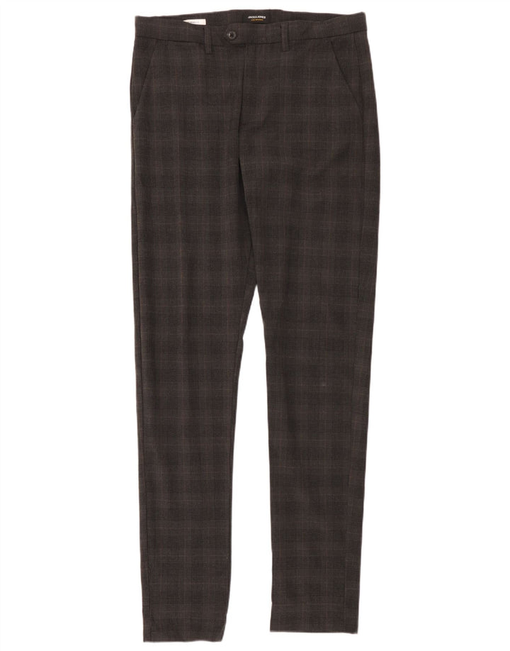 Męskie spodnie chino Jack & Jones Marco Slim W33 L36 Szary poliester w kratę
