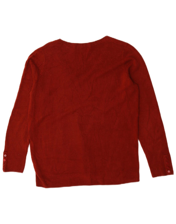 Marks & Spencer Damski sweter z dekoltem w kształcie litery V, UK 16, duży, czerwony akryl
