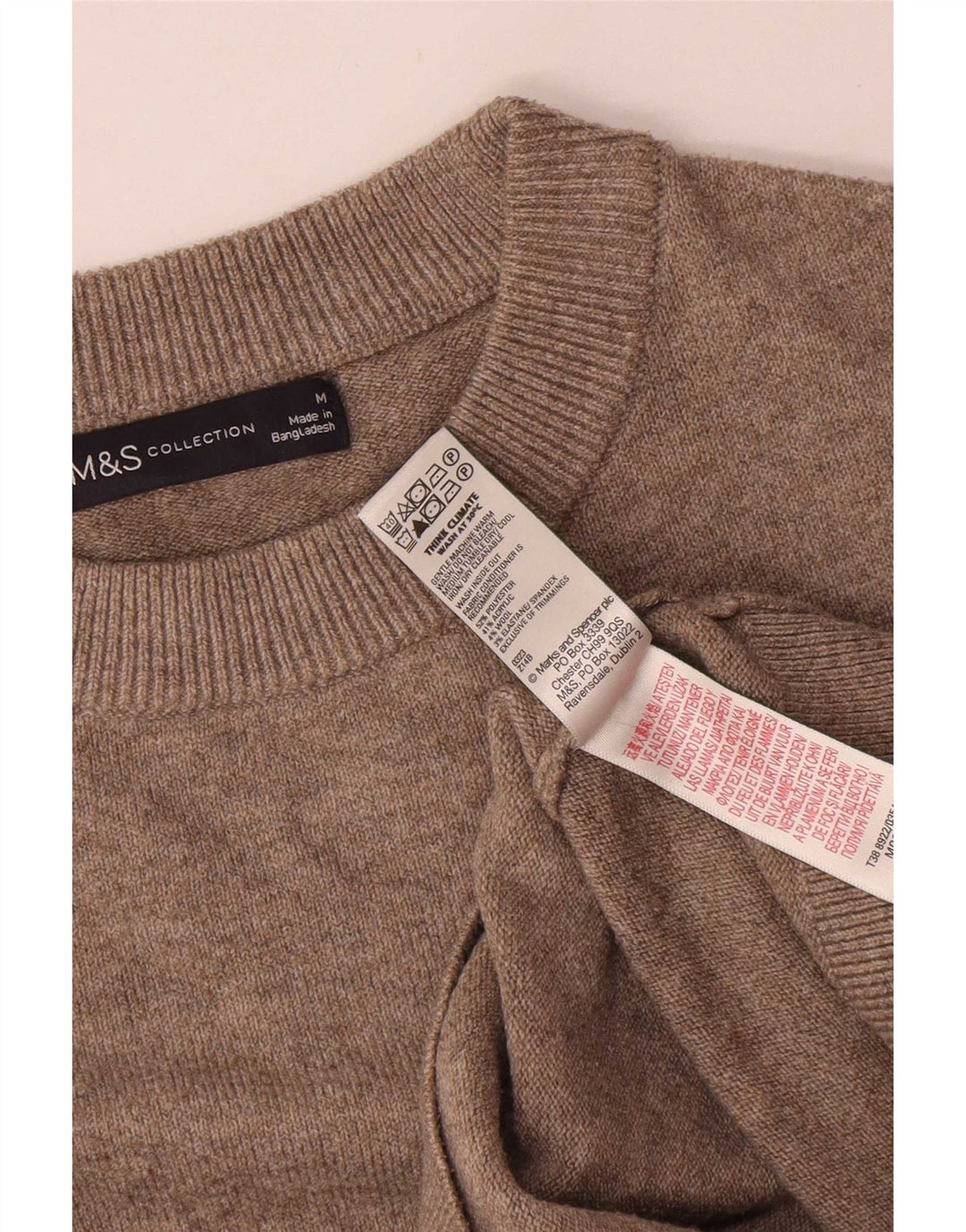 Marks & Spencer Damski sweter z okrągłym dekoltem, UK 14, średni szary poliester