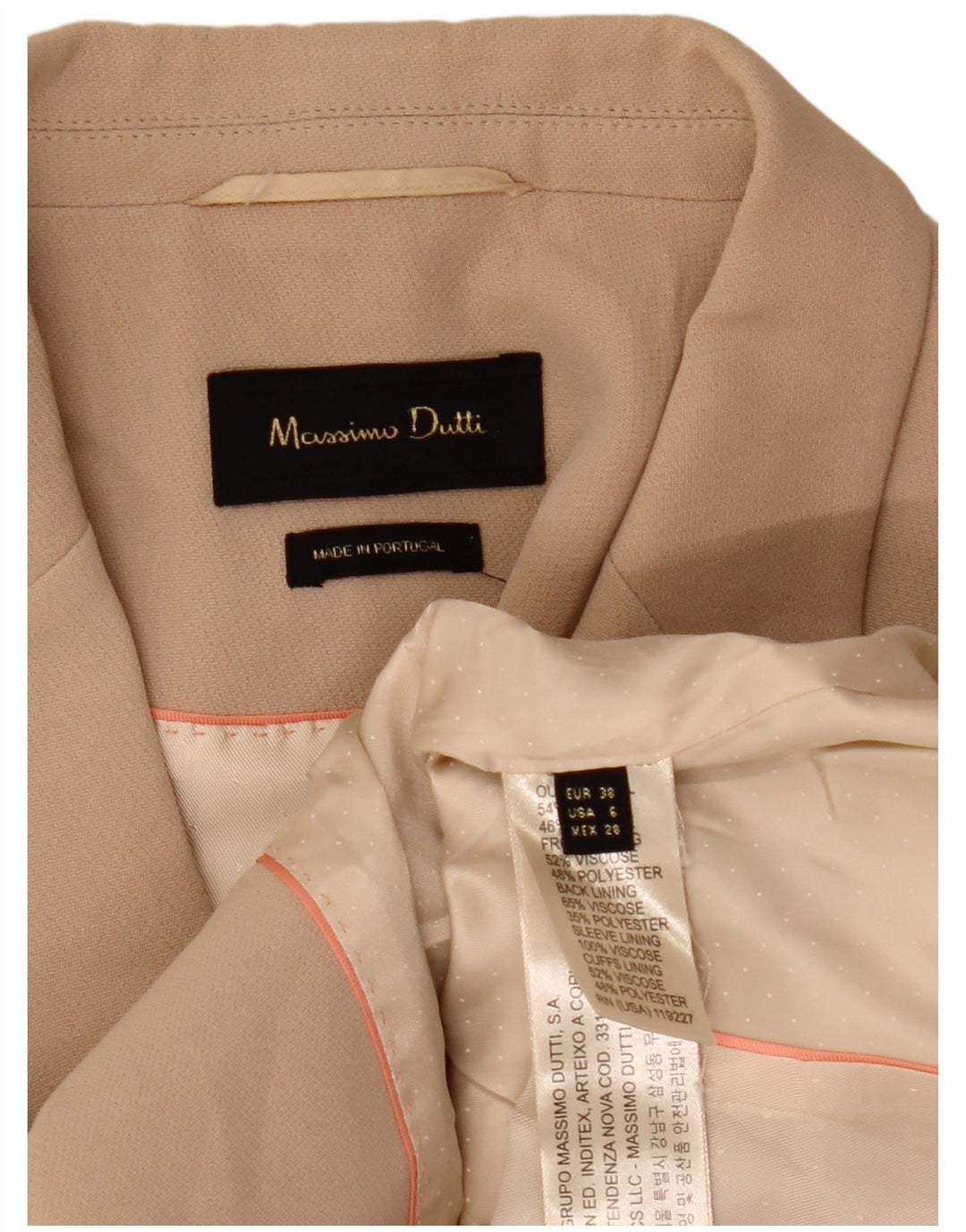Damska marynarka Massimo Dutti zapinana na 1 guzik EU 38, mała, beżowa, akrylowa