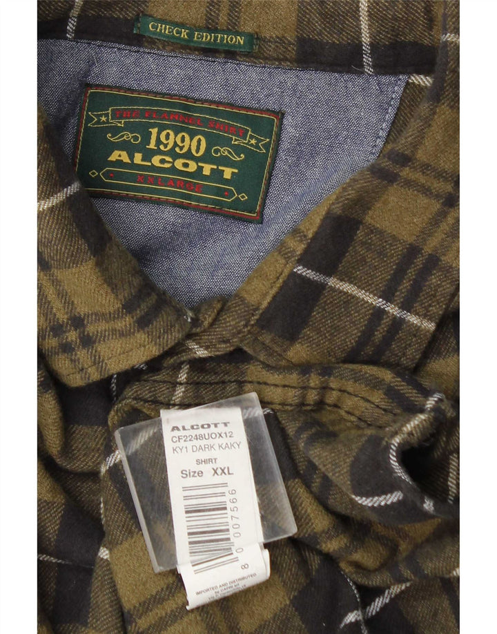 Męska koszula flanelowa Alcott 2XL Khaki, bawełniana krata