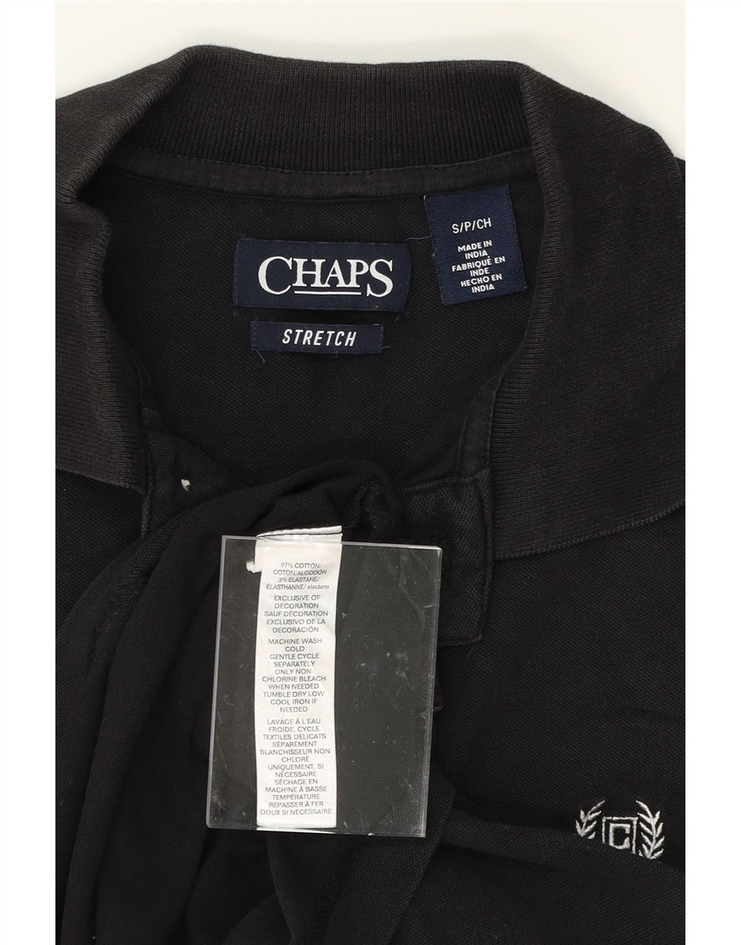 CHAPS Mens Polo Shirt Small Black Cotton Vintage Chaps and Second-Hand Chaps from Messina Hembry 