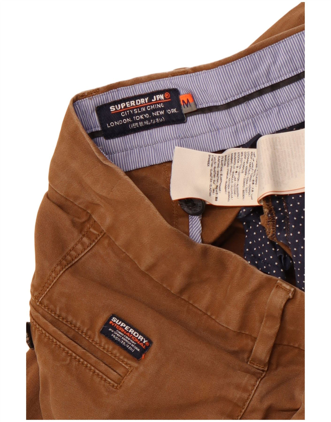 SUPERDRY Męskie wąskie spodnie chino, średnie W32 L31, brązowa bawełna