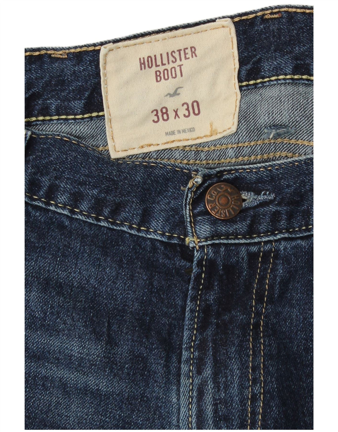 Męskie jeansy Bootcut Hollister W38 L30, granatowe, bawełniane