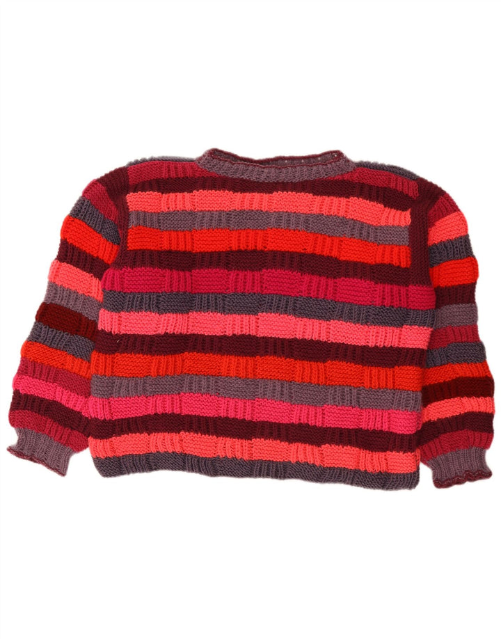 Sweter damski w stylu vintage z golfem UK 16, duże, wielokolorowe paski