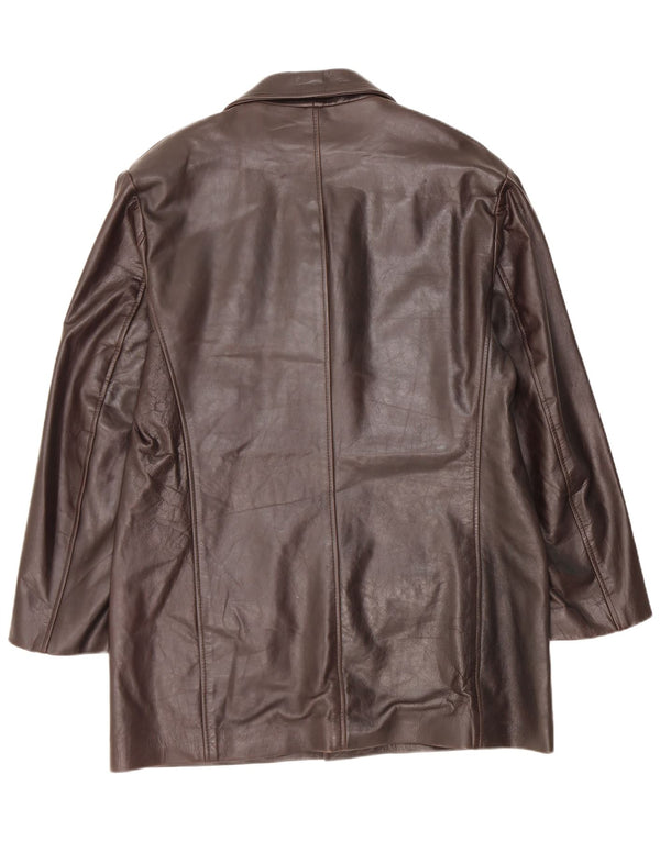 Vintage damski płaszcz skórzany UK 18 XL brązowy