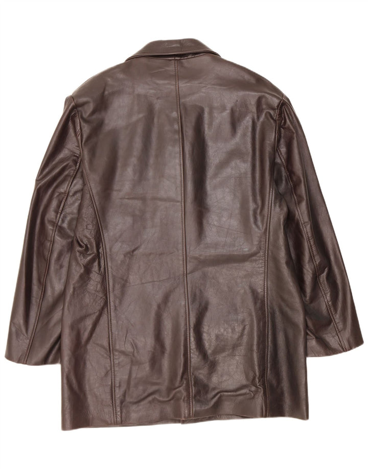 Vintage damski płaszcz skórzany UK 18 XL brązowy