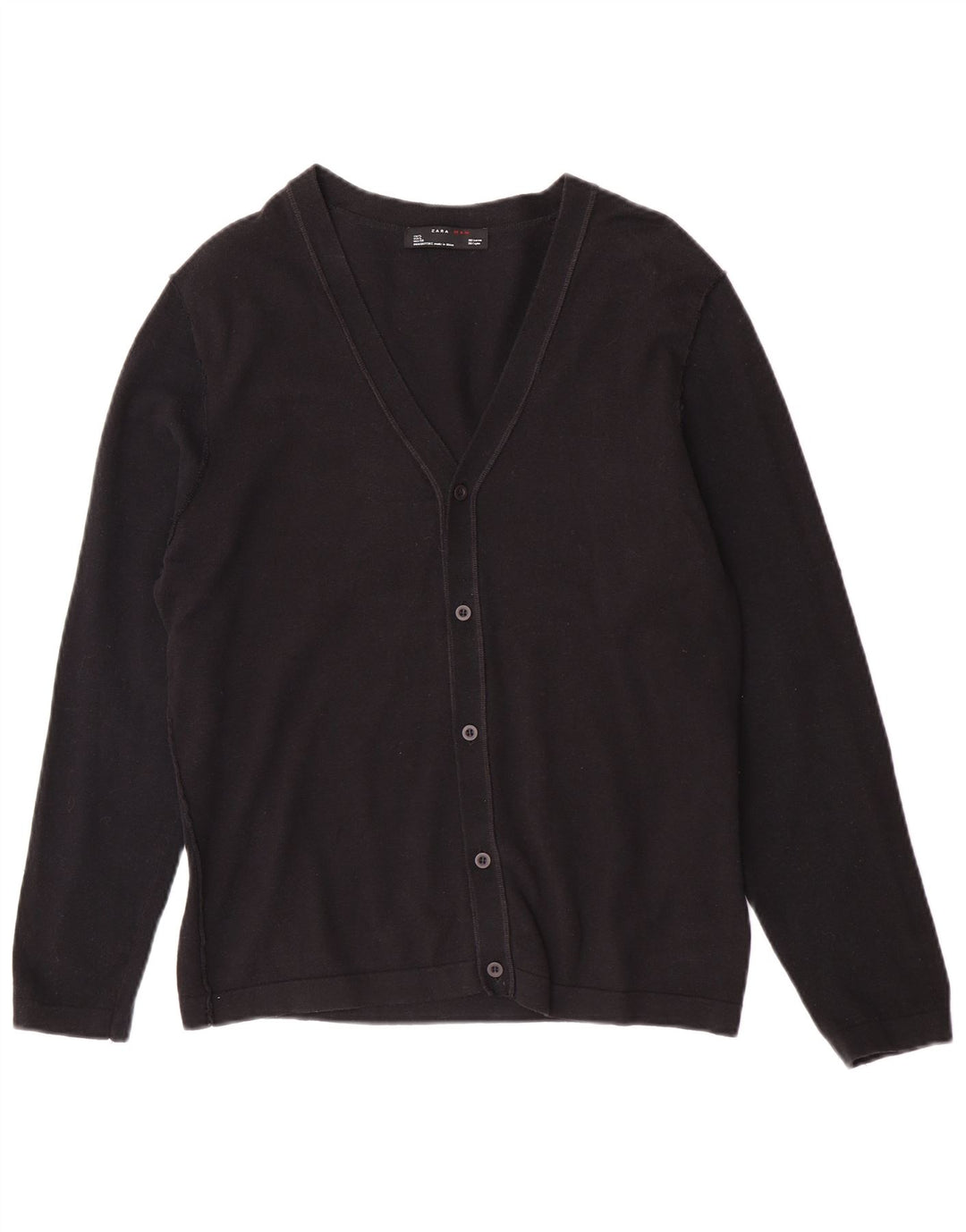 Zara Męski sweter rozpinany, duży, czarny, bawełniany