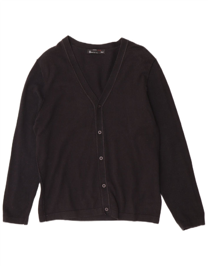 Zara Męski sweter rozpinany, duży, czarny, bawełniany