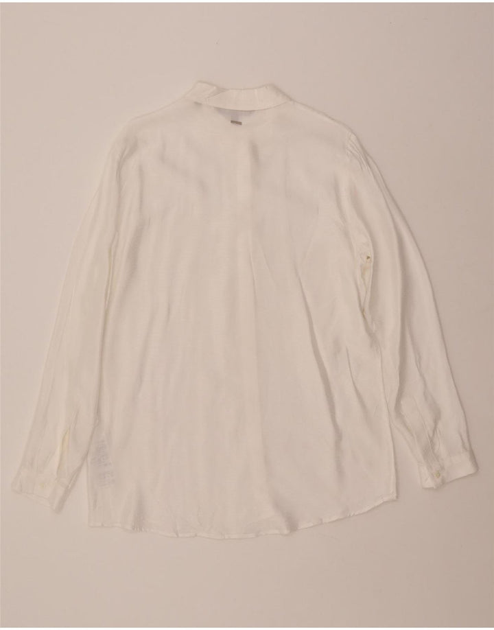 ARMANI EXCHANGE Koszula damska UK 16, duża, biała wiskoza w prążki