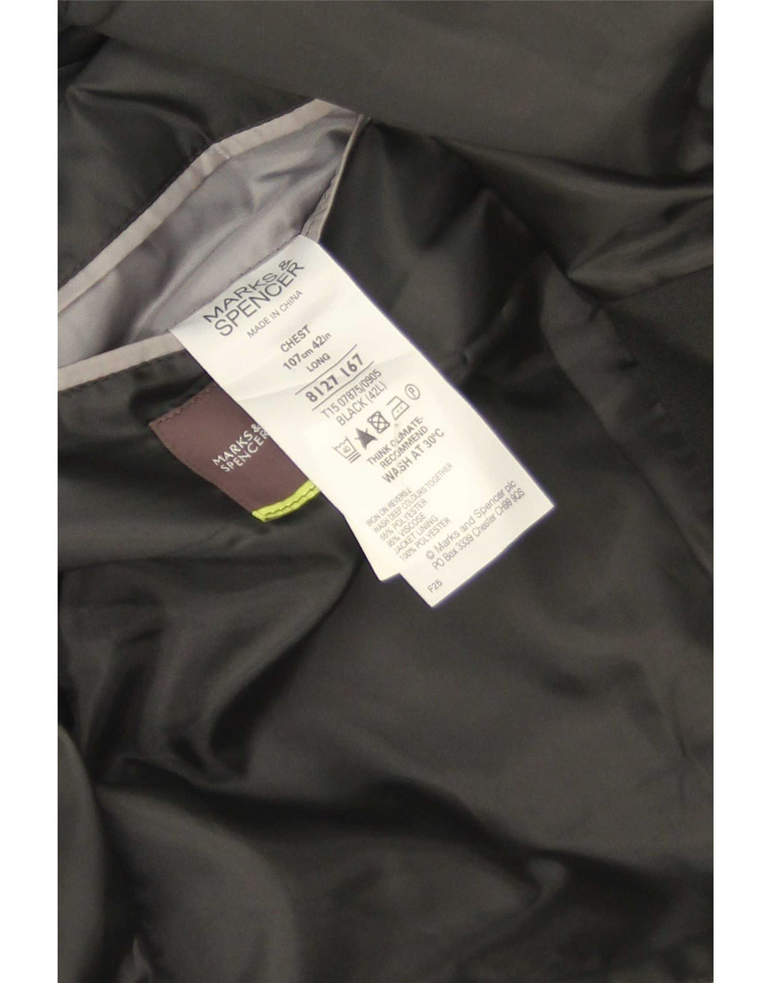 Marks & Spencer Męska marynarka zapinana na 2 guziki UK 42, duża, czarna, poliester