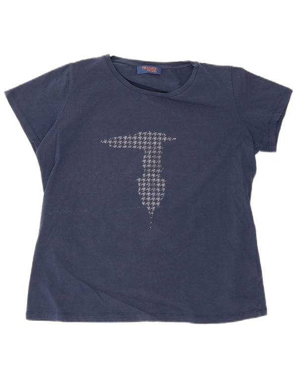 Damska koszulka graficzna Trussardi Top UK 20 2XL Granatowa