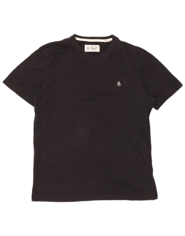 PINGWIN Męski T-shirt Top, duży, czarny, bawełniany