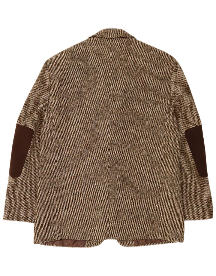 Męska marynarka zapinana na 3 guziki Harris Tweed UK 38 Średnia brązowa wełna
