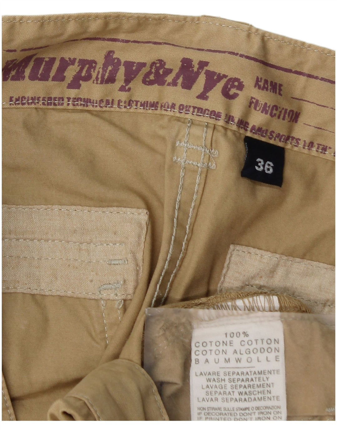 Męskie spodnie cargo Murphy & Nye W36 L32 Beżowa bawełna