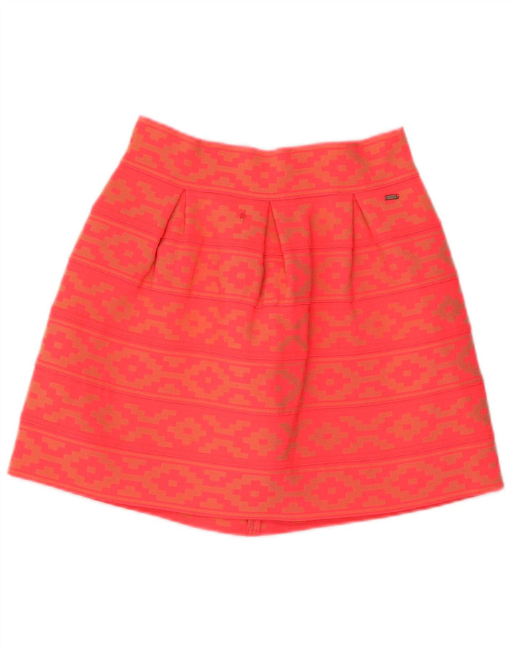Damska spódnica w kształcie litery A w stylu vintage UK 14 Medium W28 Pomarańczowy geometryczny poliester