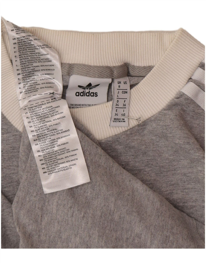 Damska koszulka Adidas z długim rękawem UK 8, mała, szara bawełna