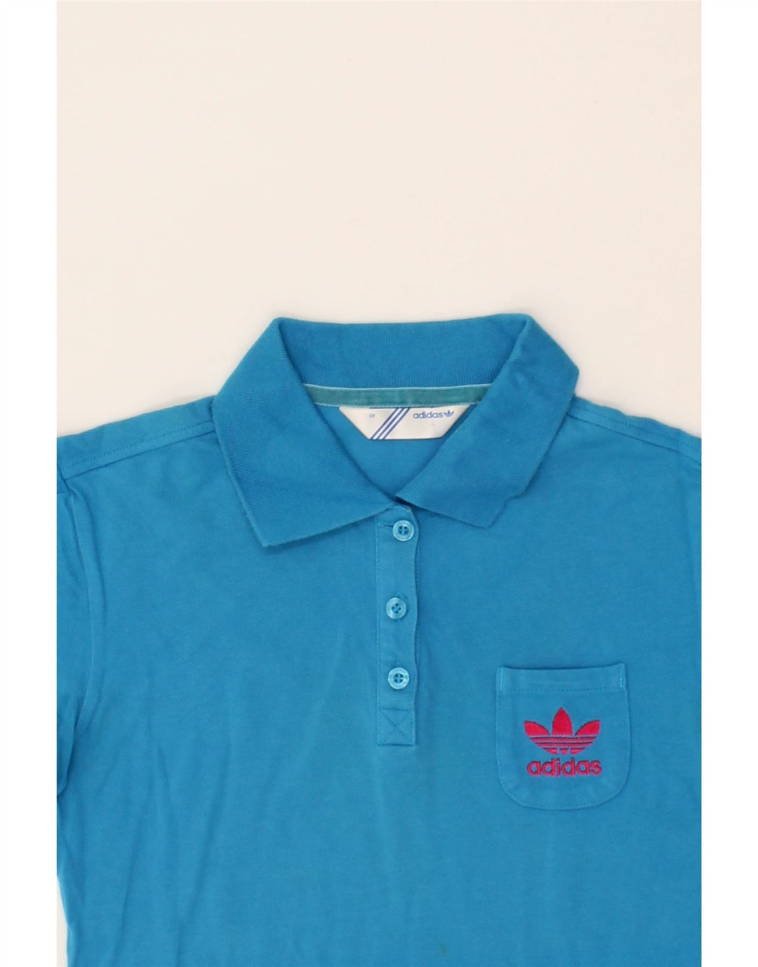 ADIDAS Womens Polo Shirt EU 38 Medium Blue Cotton Vintage Adidas and Second-Hand Adidas from Messina Hembry 