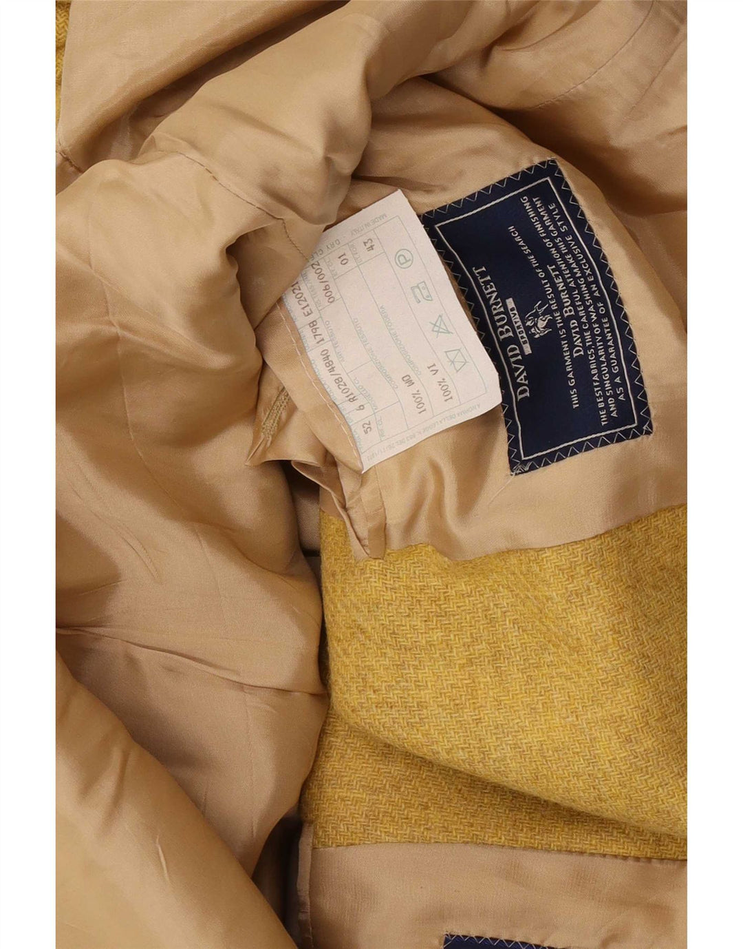 Vintage męska marynarka zapinana na 2 guziki IT 52 XL Żółta wełna