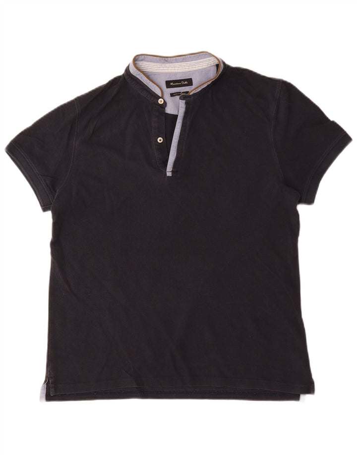 Męska koszulka polo Massimo Dutti, bawełniana, w kolorze średniego granatu