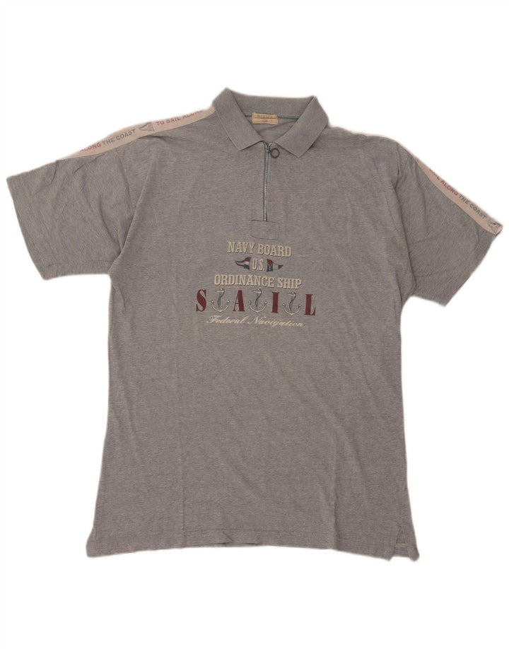 Męska koszulka polo z grafiką Mc Crae's XL, szara bawełna