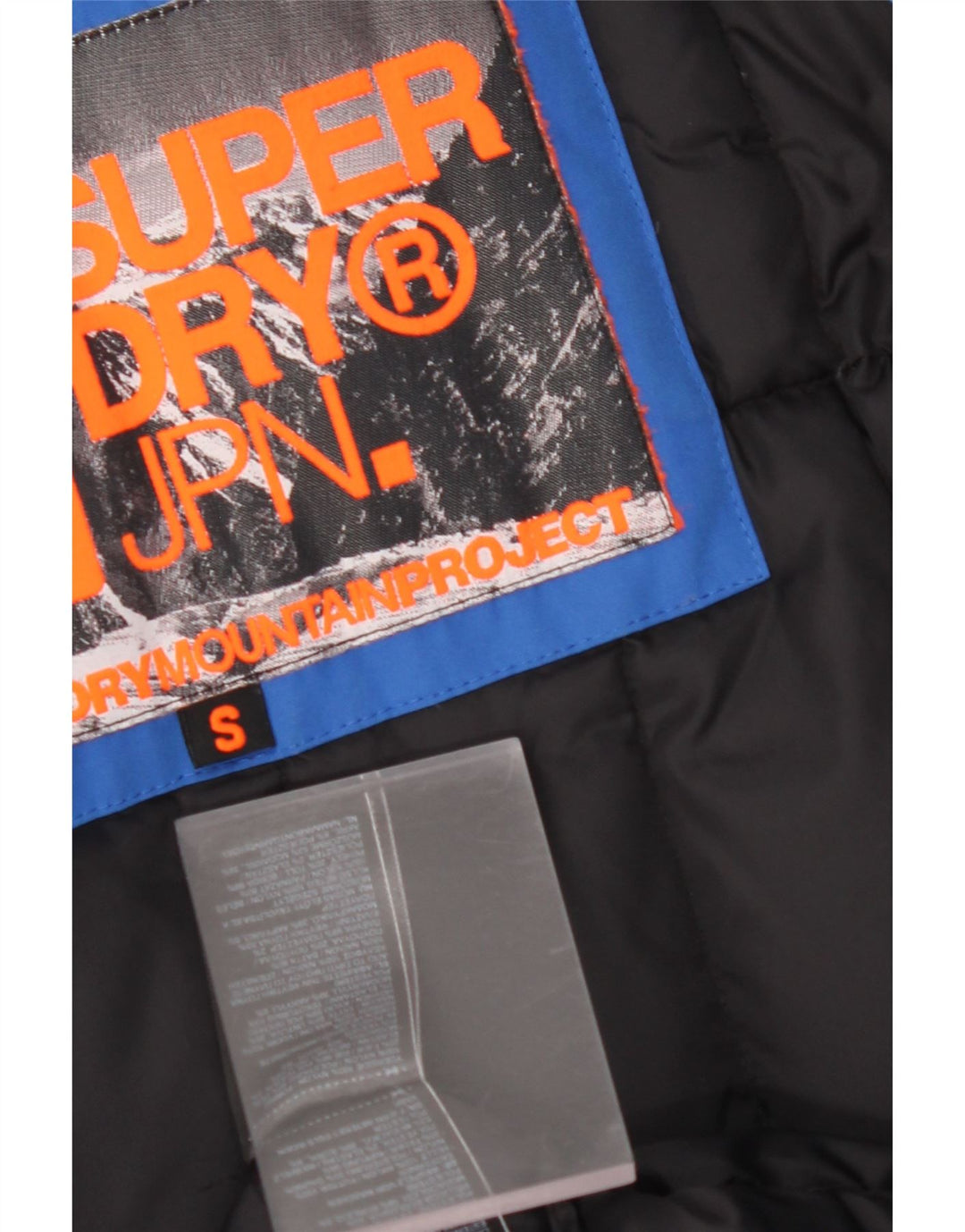 SUPERDRY Męski ocieplany płaszcz z kapturem i grafiką UK 36 Small Blue Nylon