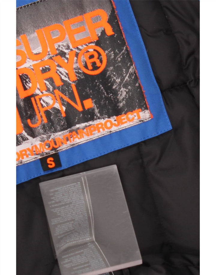 SUPERDRY Męski ocieplany płaszcz z kapturem i grafiką UK 36 Small Blue Nylon