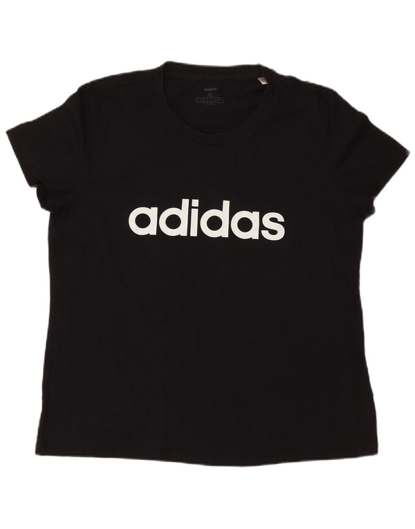 Damska koszulka z grafiką ADIDAS Top UK 20/22 XL, czarna bawełna