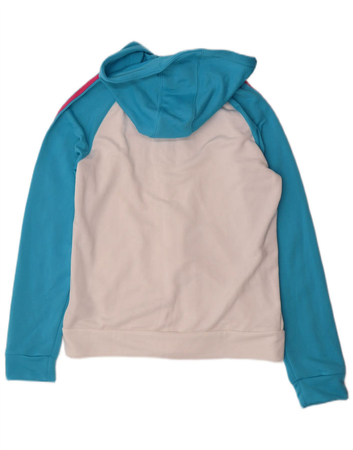 Damski sweter z kapturem i zamkiem błyskawicznym Adidas UK 14 Średni biały poliester z blokami kolorów