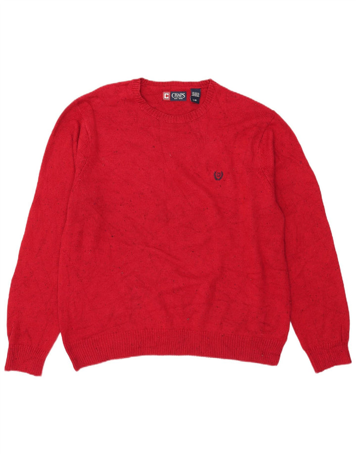 Męski sweter z wycięciem pod szyją Chaps, duży, bawełniany w czerwone plamki