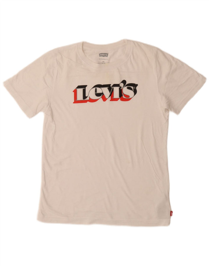 Chłopięcy T-shirt z grafiką LEVI'S, 13-14 lat, biała bawełna