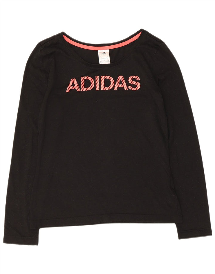 Damska koszulka graficzna Adidas z długim rękawem, UK 8/10, mała czarna