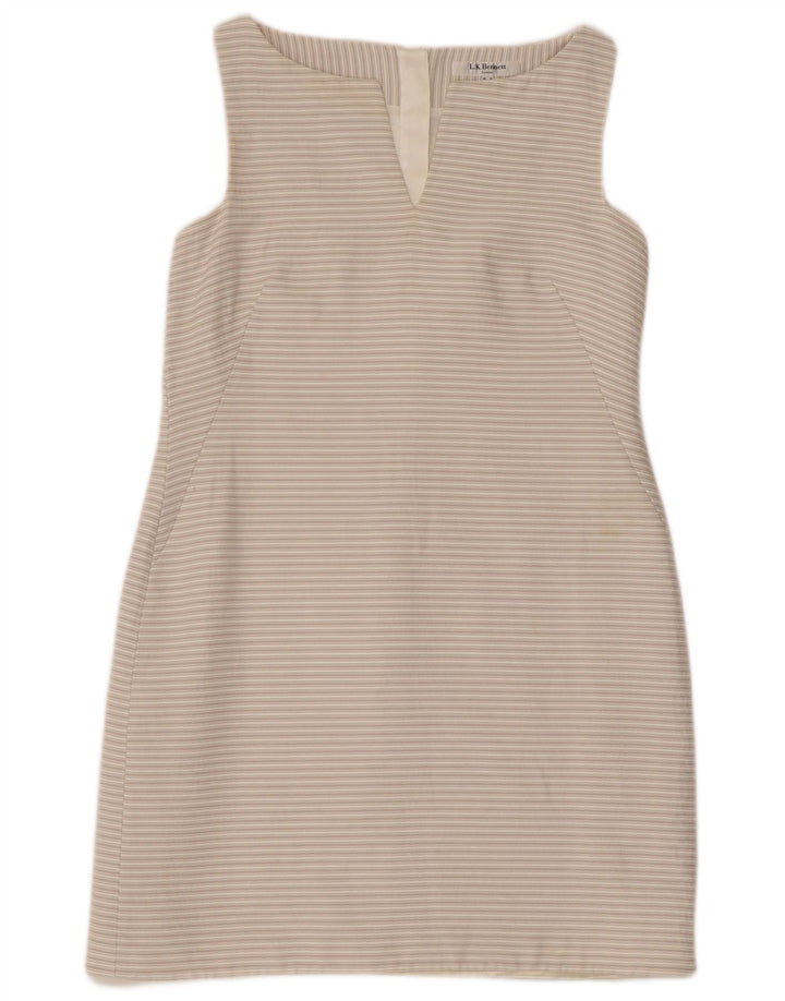 L.K. BENNETT Womens Sleeveless Sheath Dress UK 12 Medium Grey Striped