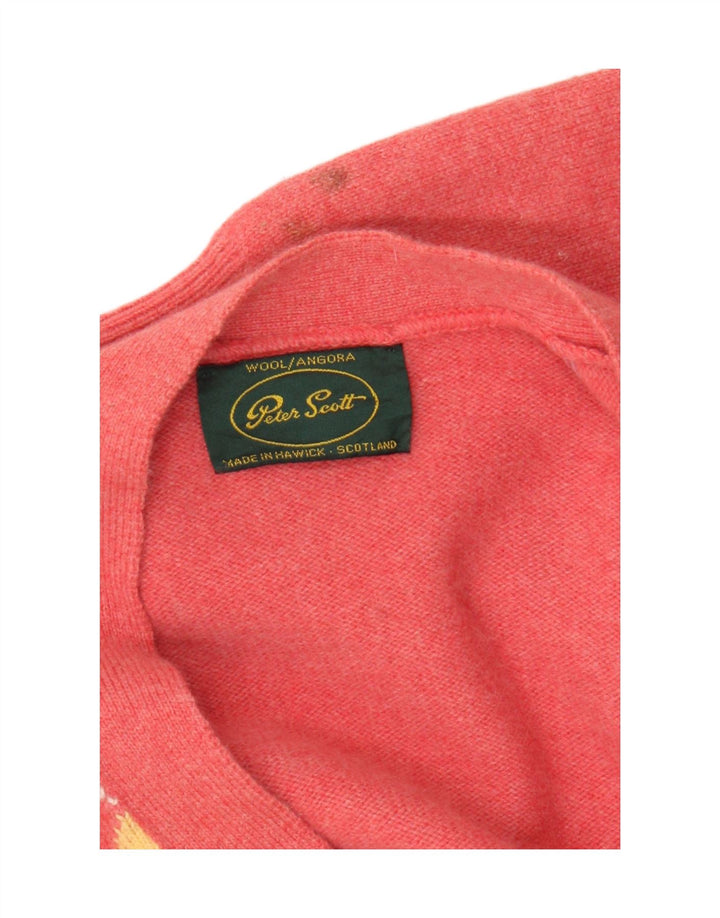 Sweter męski Peter Scott, duży, różowy, argyle/diamentowa wełna