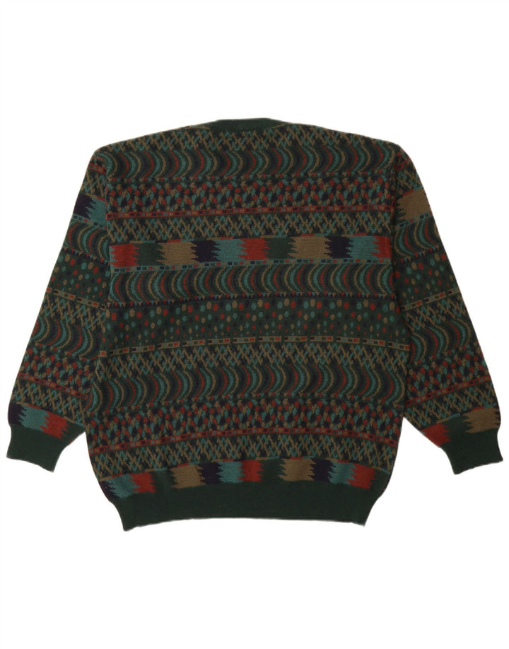 Męski sweter z okrągłym dekoltem VINTAGE IT 54 XL Zielony Fair Isle Wool