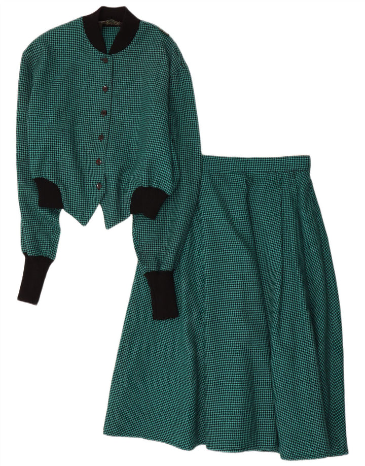 Vintage damski zestaw dwuczęściowych spódnic IT 44 Medium W28 Green Houndstooth