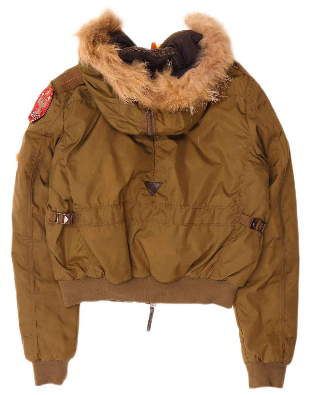 Damska kurtka bomberka z kapturem w stylu vintage, UK 16, duża, khaki, poliamid