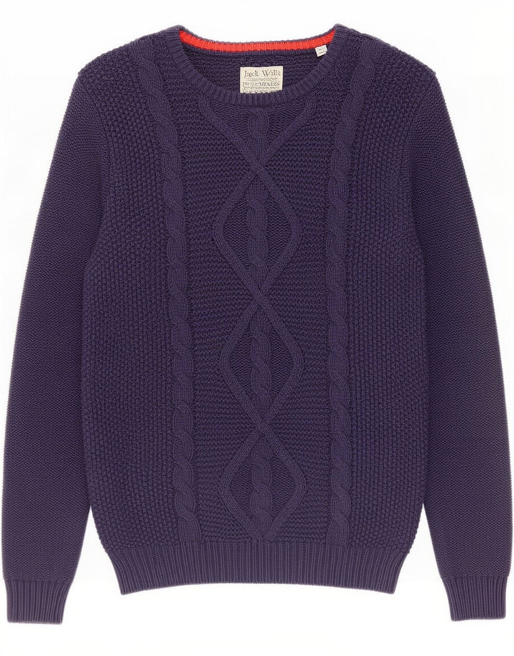 Jack Wills Męski sweter z dekoltem w łódkę, średni granatowy, bawełniany