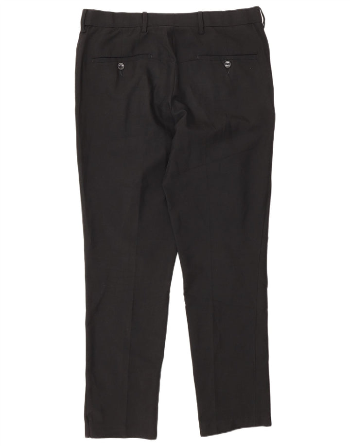 Marks & Spencer Męskie spodnie chino o dopasowanym kroju W32 L29 Czarny poliester