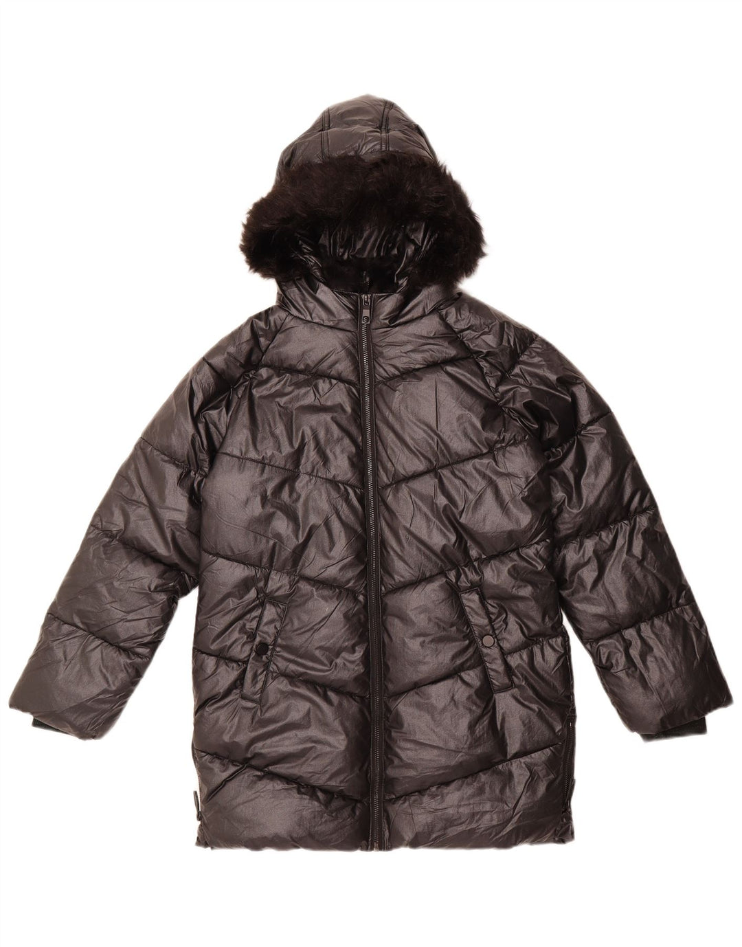 MARKS & SPENCER Boys Hooded Padded Coat 11-12 Years Black Polyamide