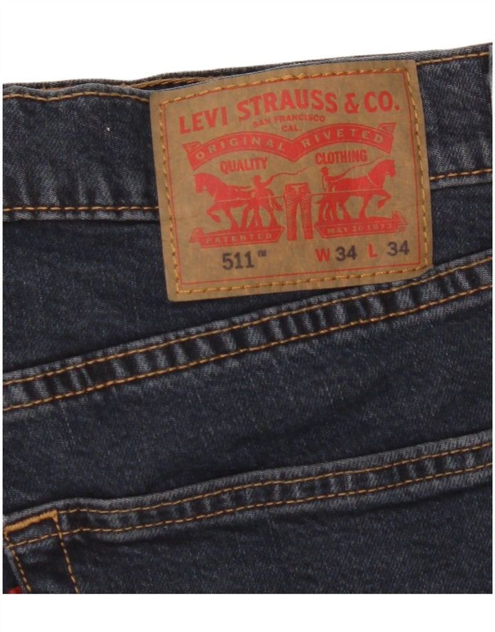 Męskie jeansy Levi's 511 Slim W34 L34 Granatowa bawełna