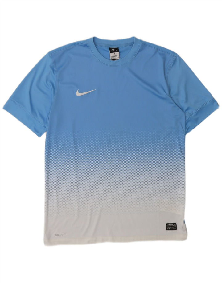 Męski T-shirt Nike Dri Fit Top, średni niebieski, poliester z blokami kolorów