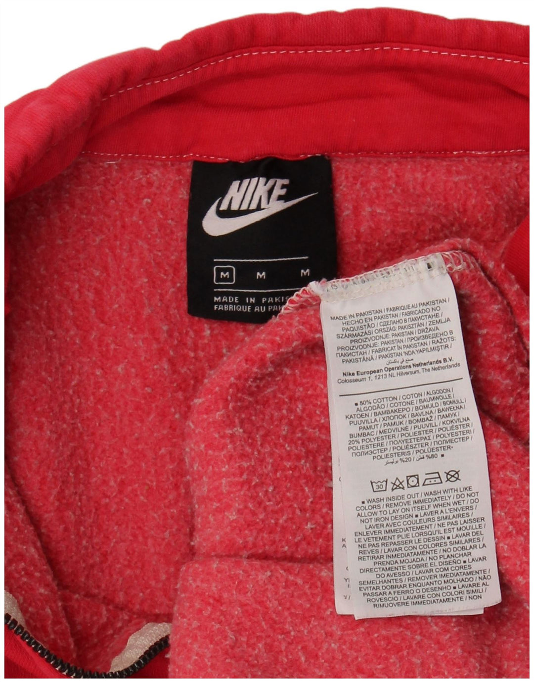 Damski sweter oversize z zamkiem błyskawicznym Nike, UK 14, średni różowy, bawełniany