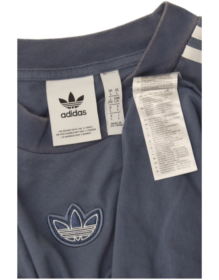 Adidas Męski T-shirt Top Duży Niebieski Bawełniany