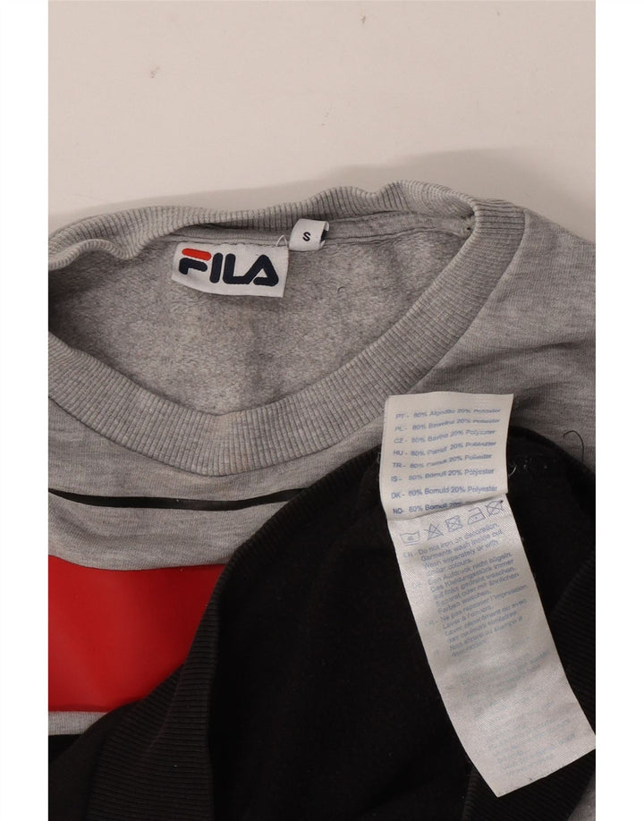 Damska bluza z grafiką Fila, UK 10, mała, szara, z blokami kolorów
