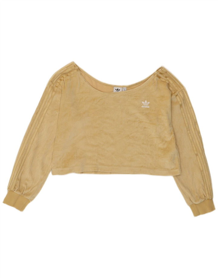 Damski top ADIDAS Crop Oversize z odkrytymi ramionami UK 10, mały, żółty, bawełniany