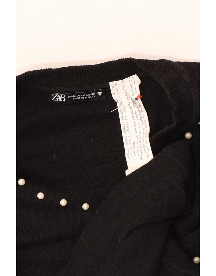 Damski sweter Zara UK 12, średni czarny poliester