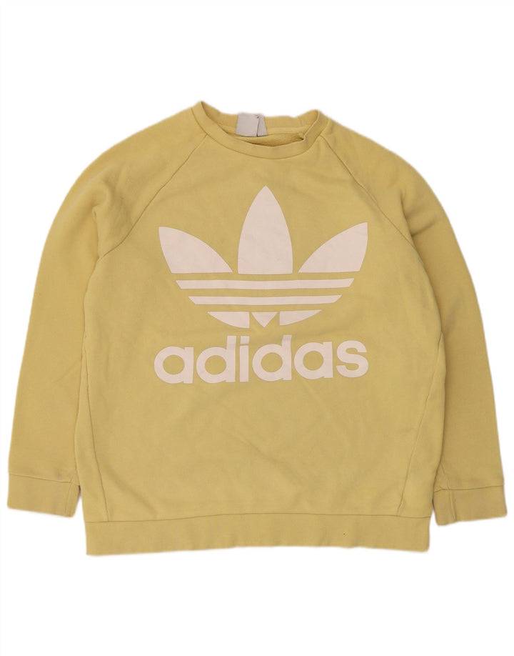 Adidas Męska bluza graficzna oversize Jumper UK 12 Średnia żółta bawełna